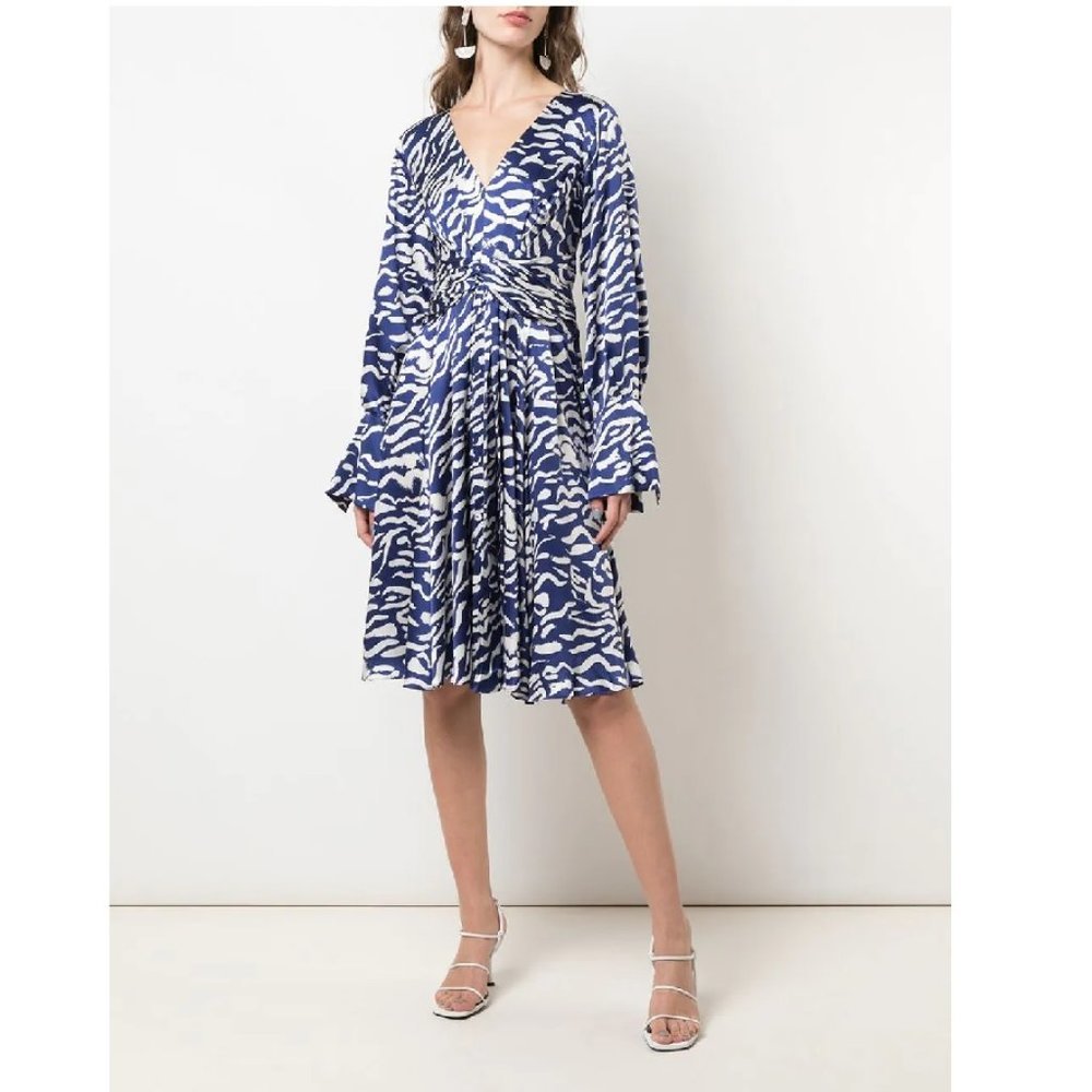 PRABAL GURUNG Charmeuse Animal-print Silk Dress
